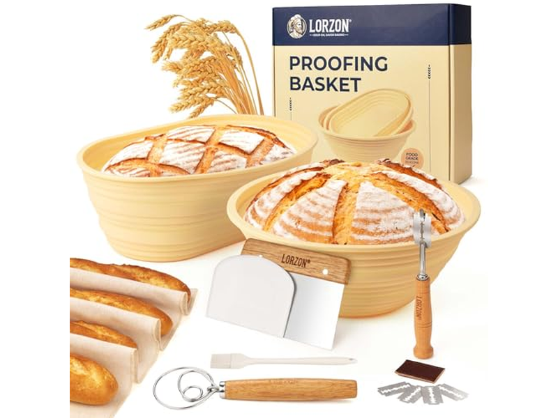 10 Zoll Ovaler Rattan Brotkorb Sauerteig Set Gären Aufgehen Teig Rohr Backen