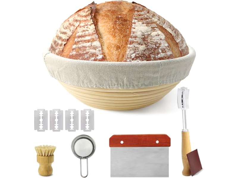 Handgefertigtes Banneton Gärkorb Set aus Kunststoff & Naturmaterial