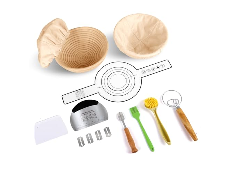 Banneton Sauerteig Starter Kit Gehäkelte Leinenbezüge für ovale Rattan Backwerkzeuge