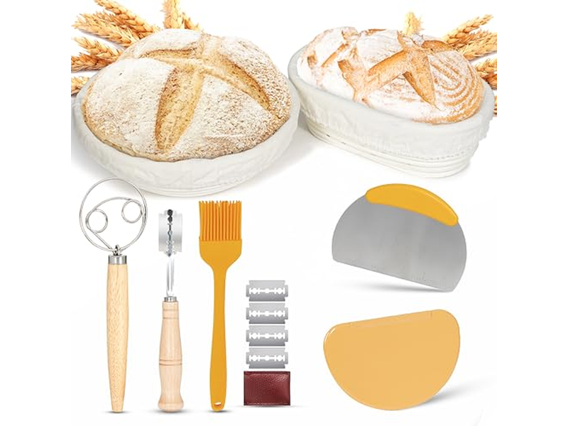 Benneton Proofing Basket Rund Brot Stoff Für Hausgemachtes Rattan Mit Abdeckung Set