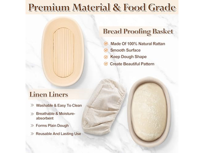 Brotform Gärkorb 1Kg 9 Zoll Oval Banneton Handgefertigt Maßgeschneidert Groß