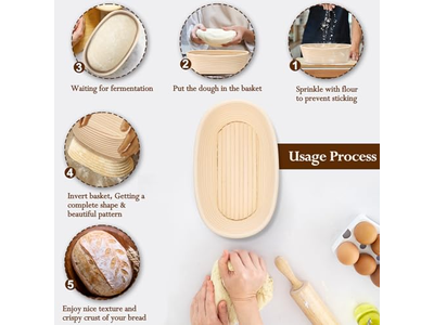 Brotform Gärkorb 1Kg 9 Zoll Oval Banneton Handgefertigt Maßgeschneidert Groß