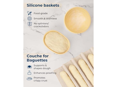 10 Zoll Ovaler Rattan Brotkorb Sauerteig Set Gären Aufgehen Teig Rohr Backen
