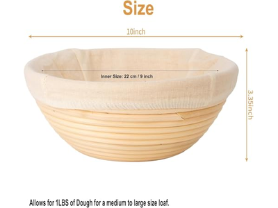 Banneton Gärkorb Set 2 mit Zubehör Sauerteig Set Rund