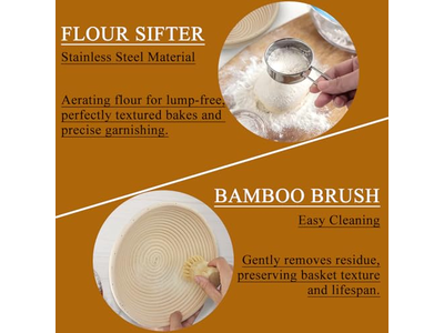 Handgefertigtes Banneton Gärkorb Set aus Kunststoff & Naturmaterial