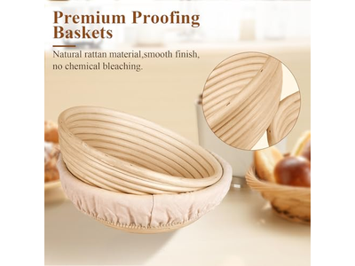 Banneton Sauerteig Starter Kit Gehäkelte Leinenbezüge für ovale Rattan Backwerkzeuge