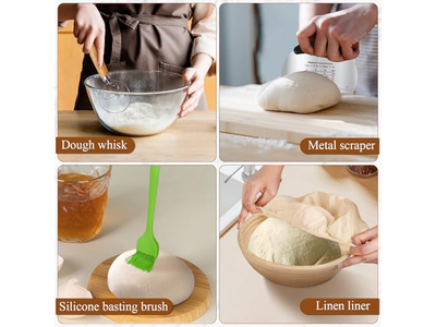 Banneton Sauerteig Starter Kit Gehäkelte Leinenbezüge für ovale Rattan Backwerkzeuge